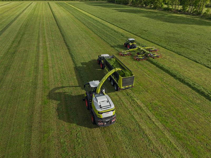 Claas Landtechnikmaschienen bei der Ernte